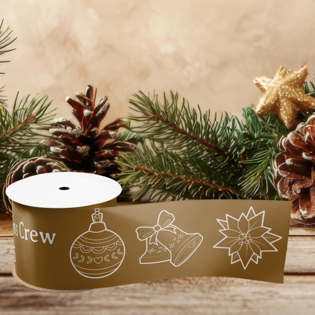 Elegant Gold Line Art Christmas Satin Ribbon (Creator Uploaded)