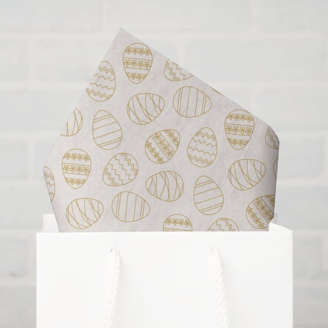 Elegant Gold Line Art Easter Egg Pattern Boho Chic Tissue Paper (Gift Bag)