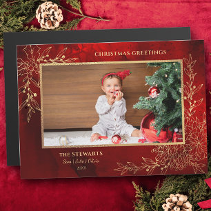 Elegant Gold Line Drawn Christmas Botanical Photo