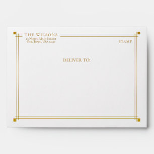 Elegant Gold Lined Border Monogram Envelope