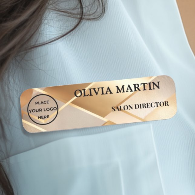 Elegant Gold Logo Magnetic Name Badge (Creator Uploaded)