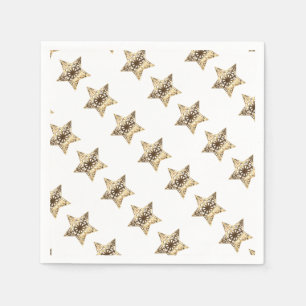 Elegant Gold Look Christmas Stars Pattern Napkin
