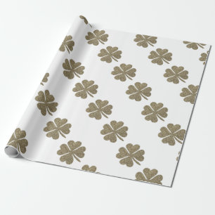 Elegant Gold Look Four Leaf Clover Wrapping Paper