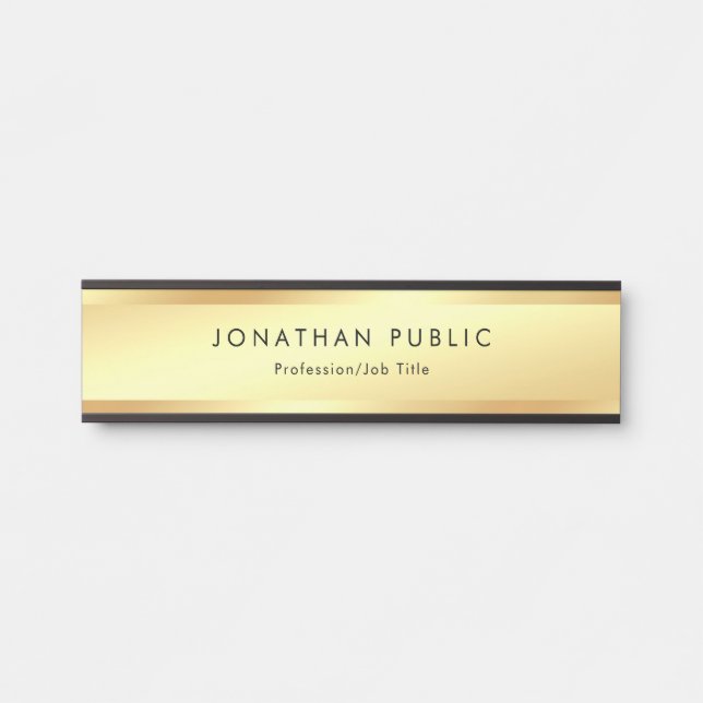 Elegant Gold Look Glamour Modern Professional Chic Door Sign (Front)