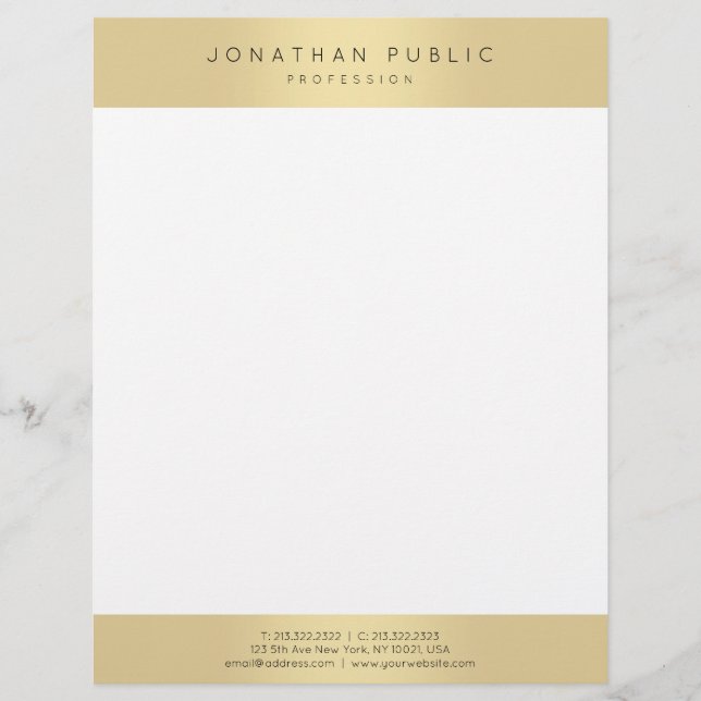 Elegant Gold Look Glamourous Template Modern Trend Custom Letterhead (Front)