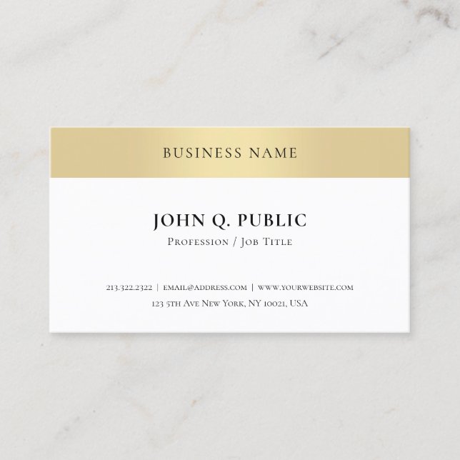 Elegant Gold Look Minimalist Template Modern Chic Business Card (Front)