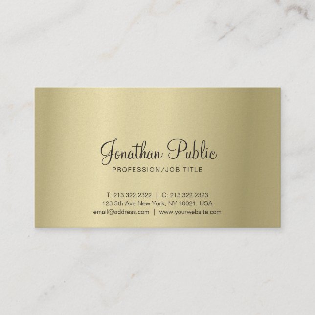 Elegant Gold Look Modern Creative Plain Luxury Business Card (Front)