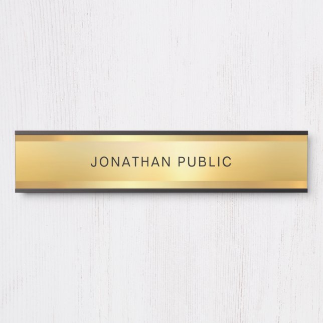 Elegant Gold Look Modern Glamour Trendy Template Door Sign (Front)