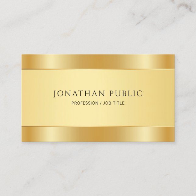 Elegant Gold Look Modern Minimalist Template Business Card (Front)