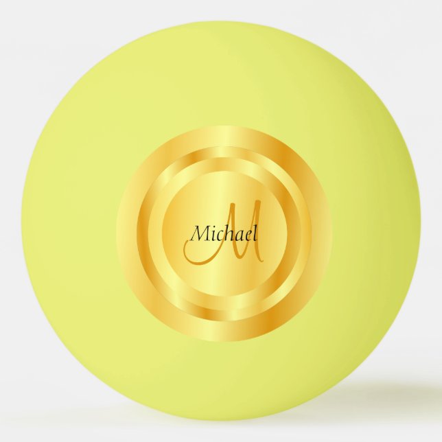Elegant Gold Look Modern Monogram Custom Template Ping Pong Ball (Front)