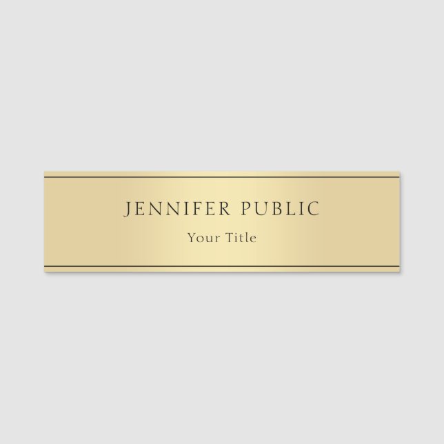 Elegant Gold Look Modern Professional Template Name Tag (Front)
