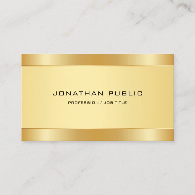 Elegant Gold Look Modern Simple Template Classy Business Card (Front)