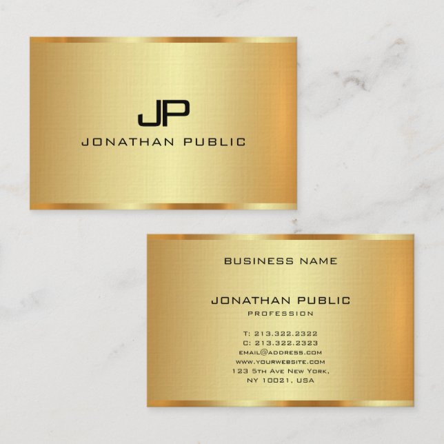 Elegant Gold Look Monogram Initial Personalised Business Card (Front/Back)