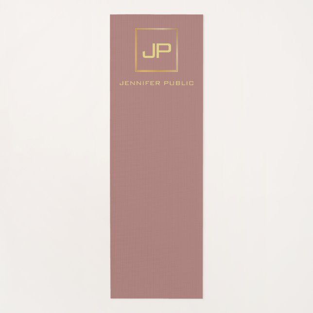 Elegant Gold Look Monogram Sport Fitness Template Yoga Mat (Front)