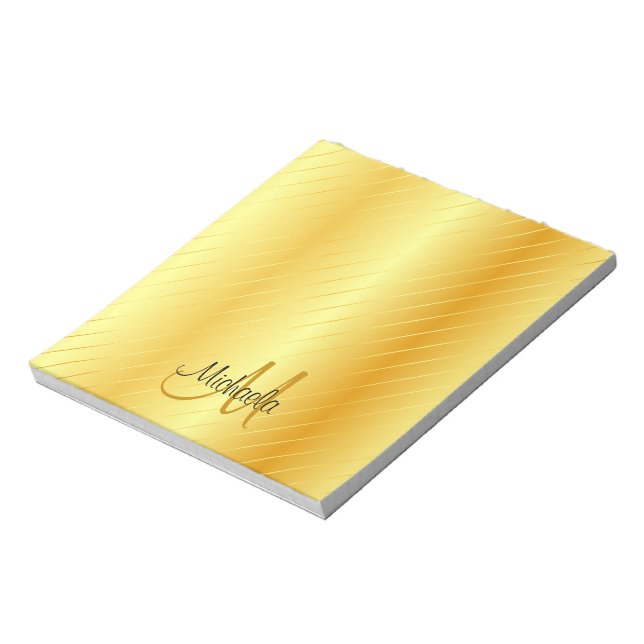 Elegant Gold Look Monogrammed Template Modern Notepad (Rotated)