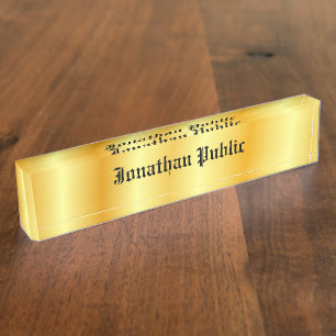 Elegant Gold Look Personalised Modern Template Nameplate