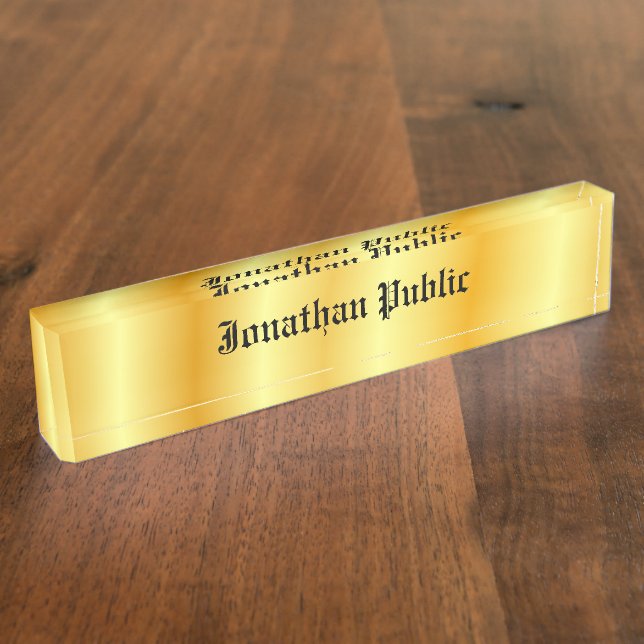 Elegant Gold Look Personalised Modern Template Nameplate (Side)