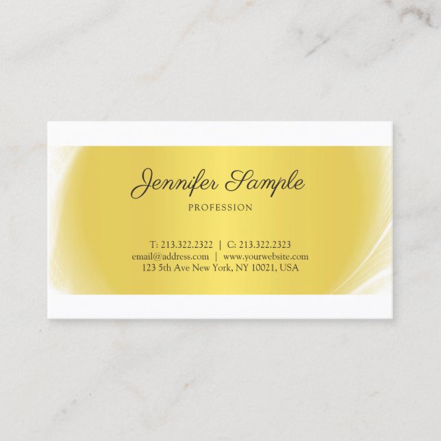 Elegant Gold Look Plain Professional Design Trendy Business Card (Front)