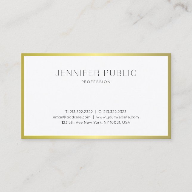 Elegant Gold Look Professional Modern Plain Luxe Business Card (Front)