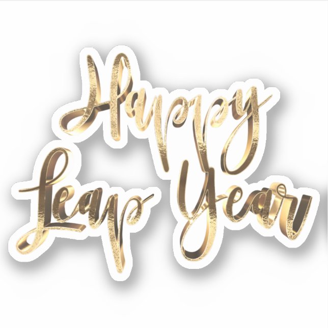 Elegant Gold Look Script Festive Happy Leap Year (Front)