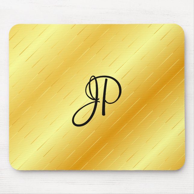 Elegant Gold Look Template Monogram Trendy Mouse Mat (Front)