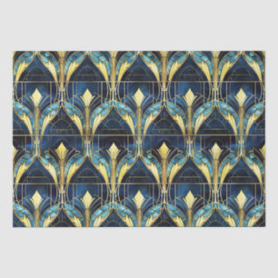 Elegant Gold Lotus Faux Stained Glass Pattern Tissue Paper