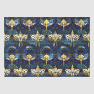 Elegant Gold Lotus Faux Stained Glass Pattern Tissue Paper