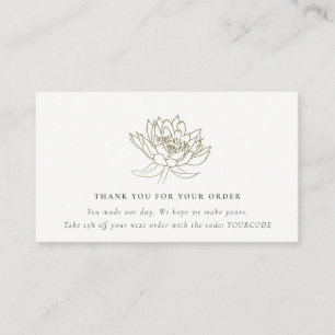 ELEGANT GOLD LOTUS FLORA LOGO SHOPPING THANK YOU BUSINESS CARD