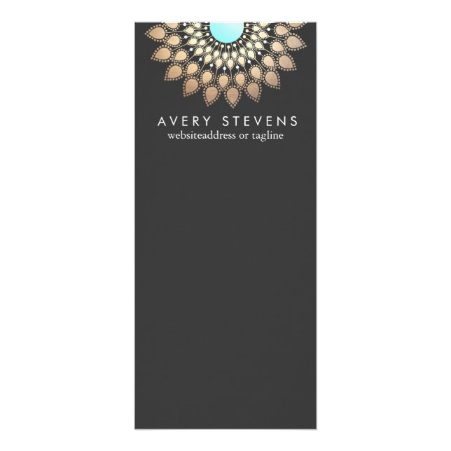 Elegant Gold Lotus Floral Motif Stylish Black Rack Card (Front)