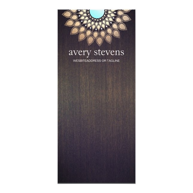 Elegant Gold Lotus Floral Motif Stylish Wood Rack Card (Front)