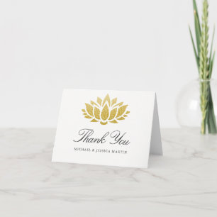 Elegant Gold Lotus Flower Custom Thank You Card