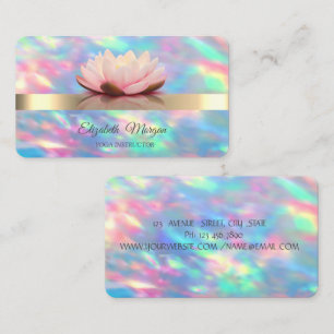 Elegant Gold Lotus Flower Iridescent Opal Business Card