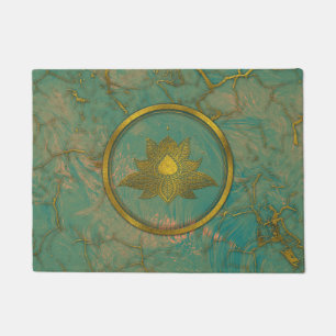 Elegant  Gold Lotus flower on marble Doormat