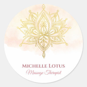 Elegant Gold Lotus Flower Rose White Classic Round Sticker