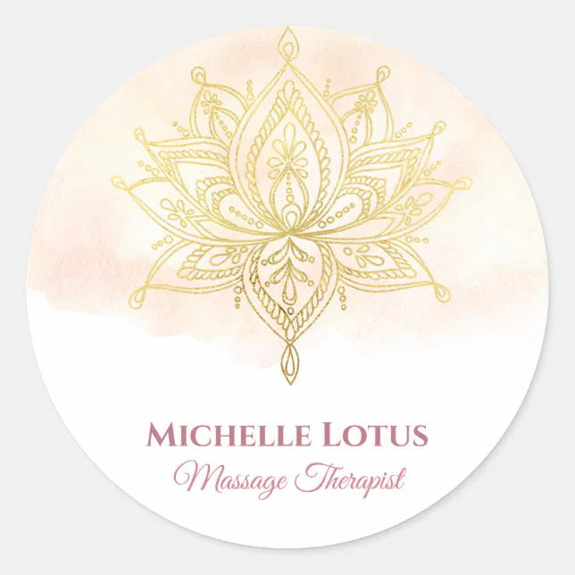 Elegant Gold Lotus Flower Rose White Classic Round Sticker | Zazzle