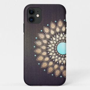 Elegant Gold Lotus Flower Wood Stylish Floral iPhone 11 Case