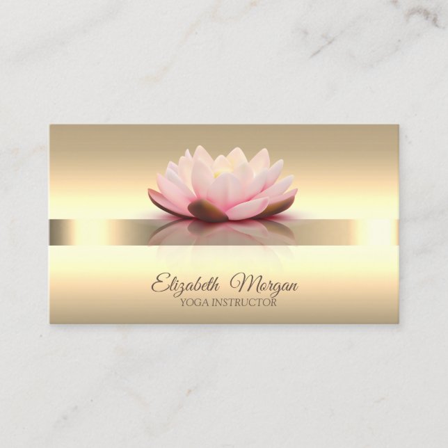 Elegant Gold Lotus Flower Yoga Instructor Business Card (Front)