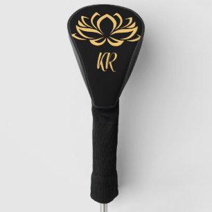 Elegant Gold Lotus Flower Zen Yoga Monogrammed Golf Head Cover