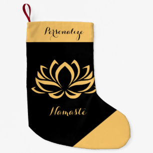 Elegant Gold Lotus Flower Zen Yoga Namaste Small Christmas Stocking