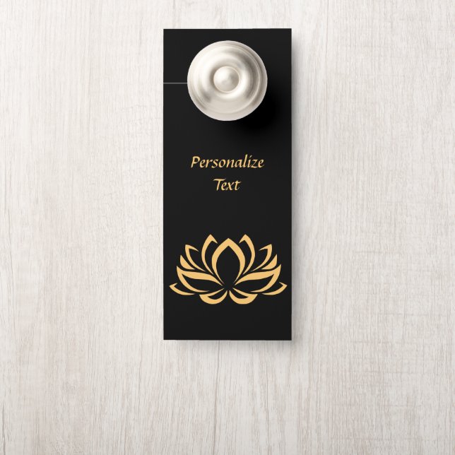 Elegant Gold Lotus Flower Zen Yoga Personalised Door Hanger (On Knob)