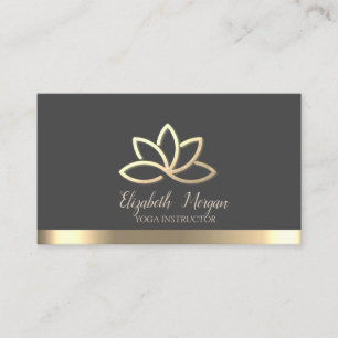 Elegant Gold Lotus Gold Stripe Yoga Instructor Business Card