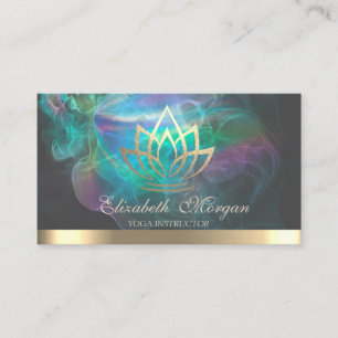 Elegant Gold Lotus,Holographic Ink Yoga Business Card