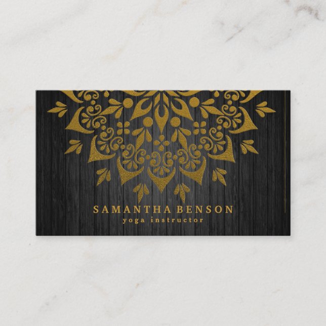 Elegant Gold Lotus Logo Yoga Meditation Wellness B Business Card (Front)