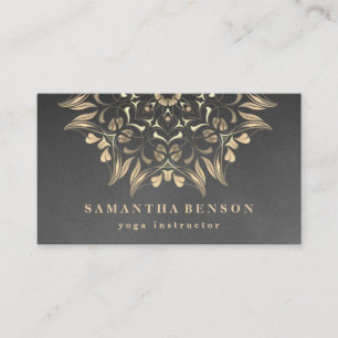 Elegant Gold Lotus Logo Yoga Meditation Wellness Business Card