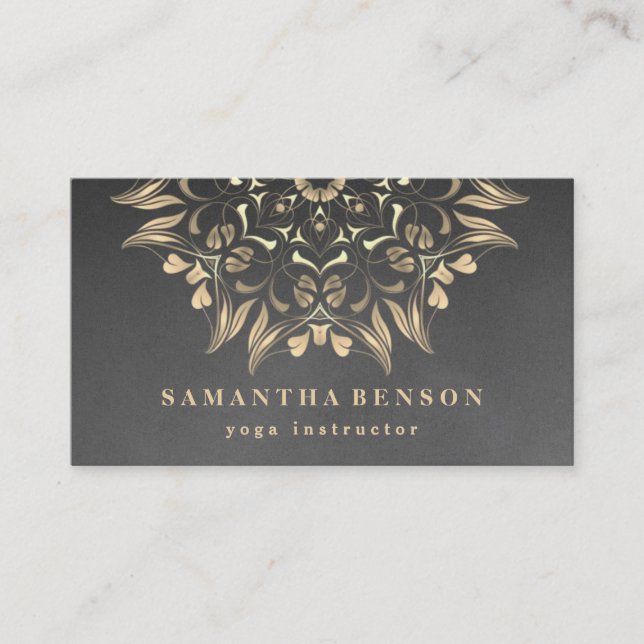 Elegant Gold Lotus Logo Yoga Meditation Wellness Business Card (Front)