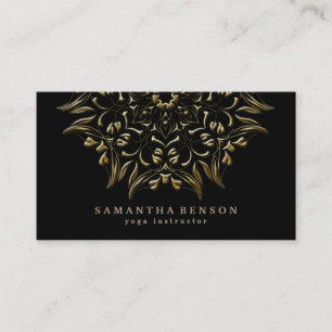 Elegant Gold Lotus Logo Yoga Meditation Wellness Business Card