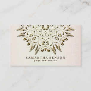 Elegant Gold Lotus Logo Yoga Meditation Wellness Business Card