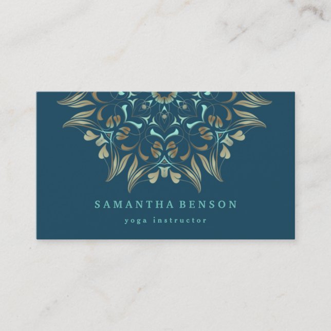 Elegant Gold Lotus Logo Yoga Meditation Wellness Business Card (Front)