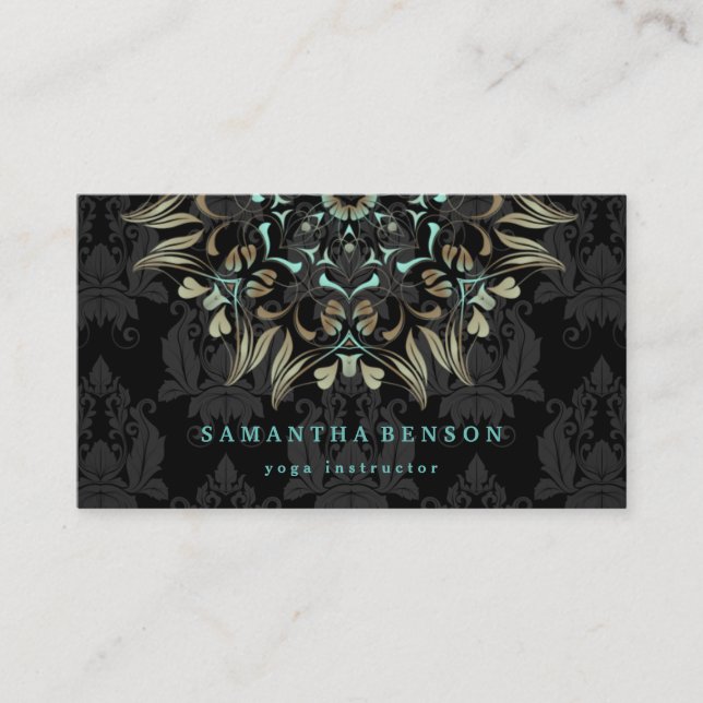 Elegant Gold Lotus Logo Yoga Meditation Wellness Business Card (Front)