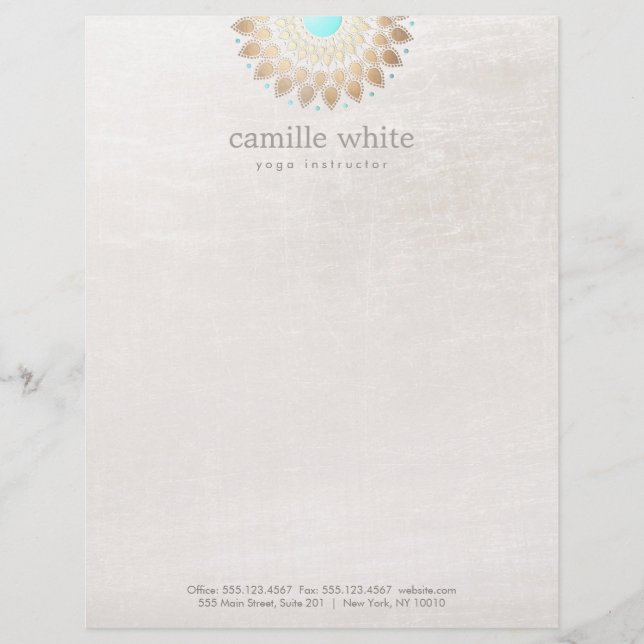Elegant Gold Lotus Mandala Natural Medicine Customised Letterhead (Front)